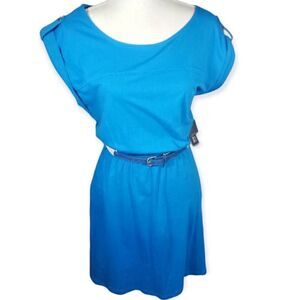 I LOVE H81 FOREVER 21 BLUE BELTED DRESS SZ.S NWT